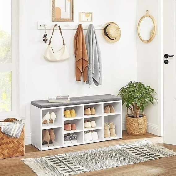 Shoe Bench with Cushion, Storage Bench with Padded Seat (Free delivery)