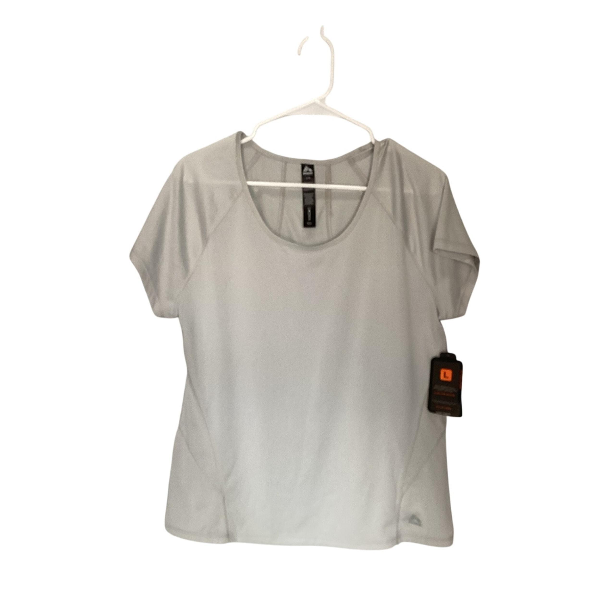 RBX Active T-Shirt Women Size Large X-dry Short Sleeve Gray Striped Performance