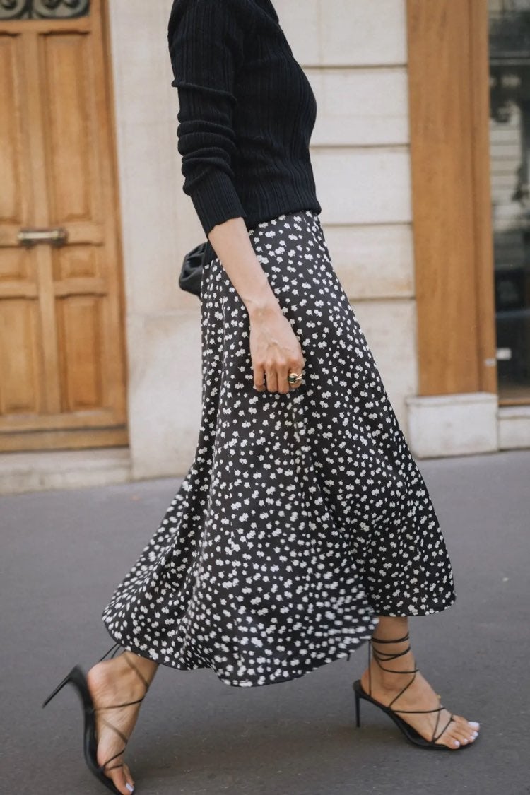 C/Meo Collective Sway black floral skirt