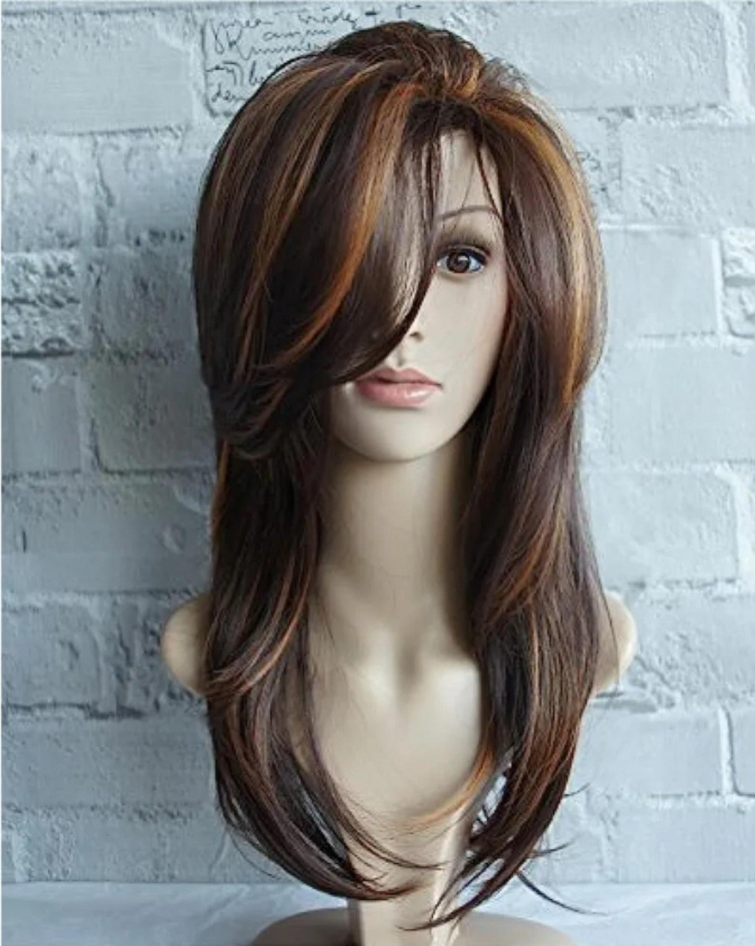 20 inch Layerd Mixed Color Human Hair Blend Wigs