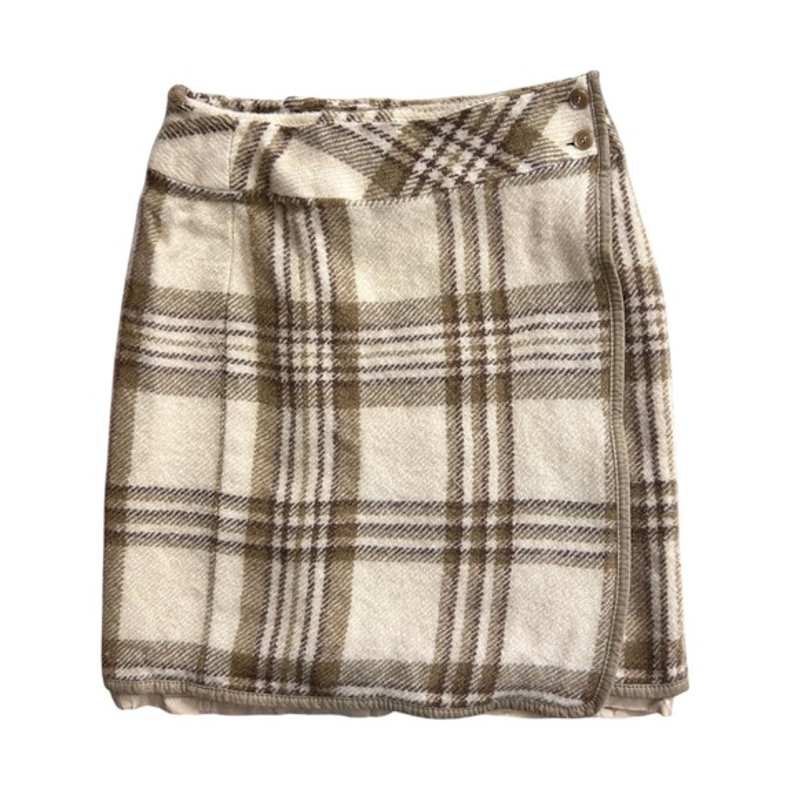 Vtg Liz Claiborne 100% Virgin Wool Retro Preppy Plaid Wrap Mini Skirt Size 8