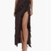 House of cb Ariela ruffle side slit gown coffee
