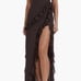 House of cb Ariela ruffle side slit gown coffee
