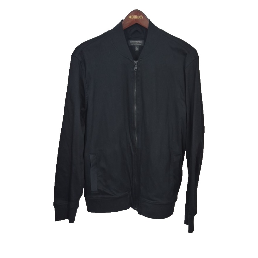 Banana Republic Jacket Mens L Black Luxe Touch Performance Long Sleeve Full Zip
