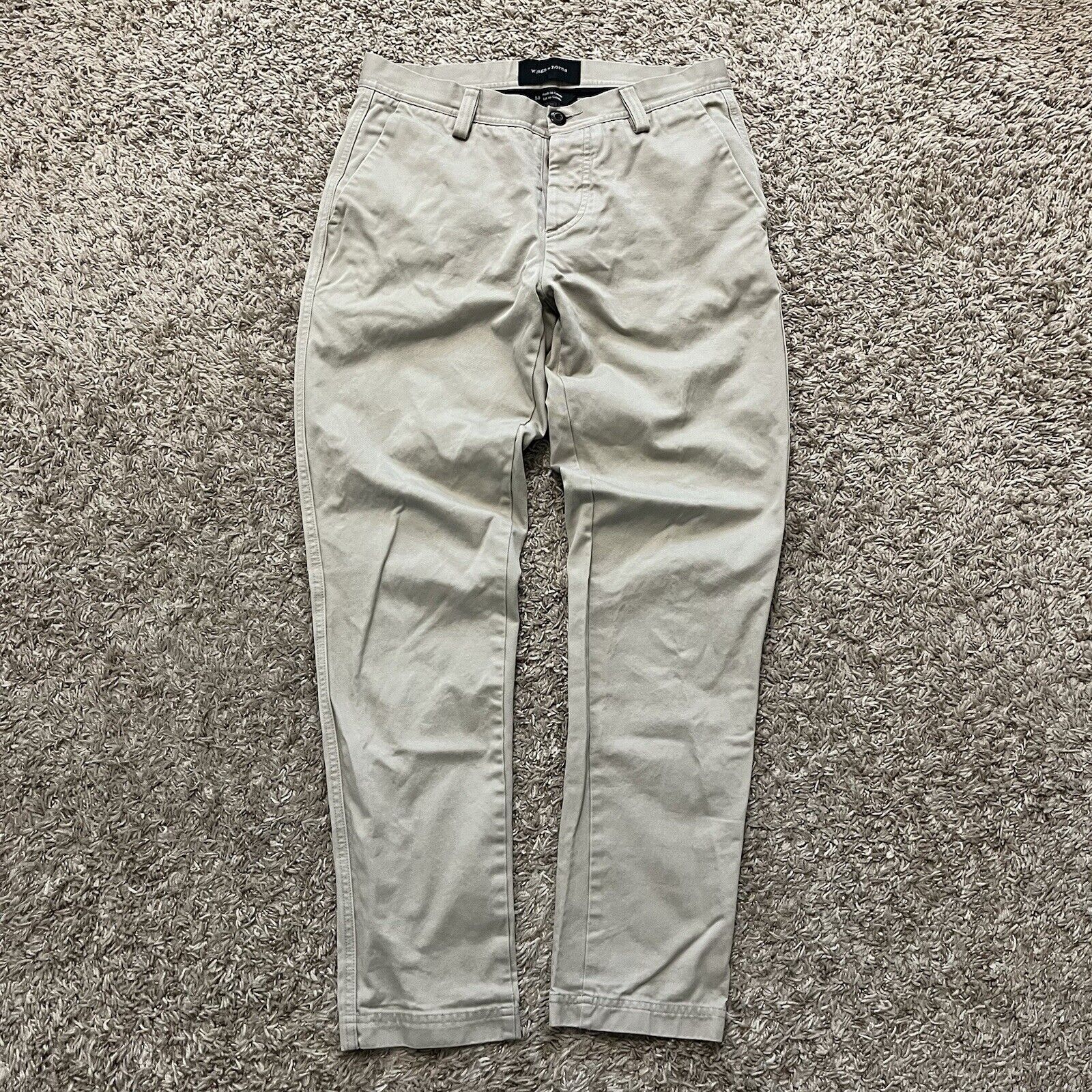 Wings + Horns Button Fly Khaki Slim Fit Chino Pants 30x29