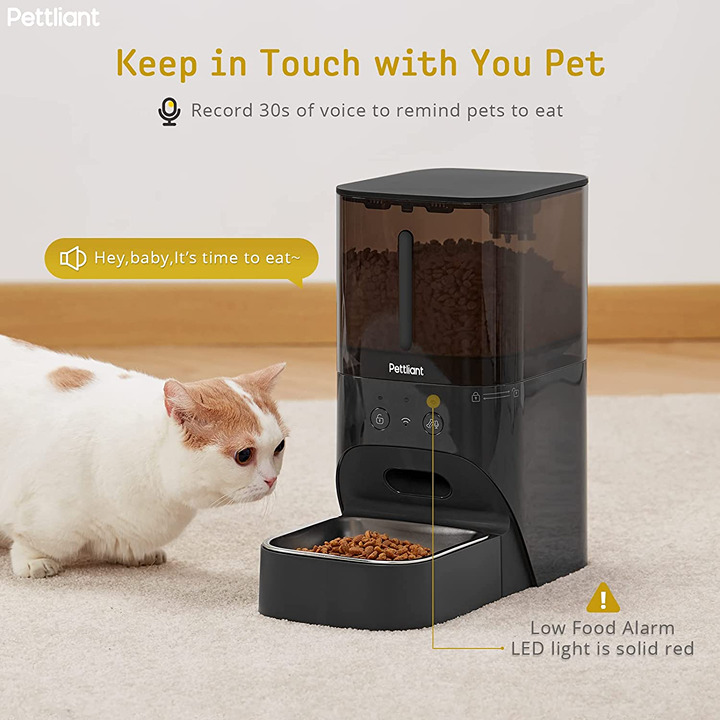 Pettliant Automatic Cat Feeders with APP Control, 2.4G WiFi Automatic Dog Feeder