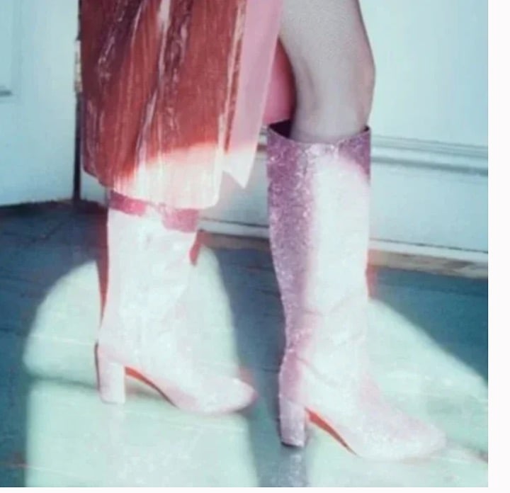6 Isabel Sparkle Tall Boho Peasant Party Romantic Sequin Hipster Chic Boot Heel
