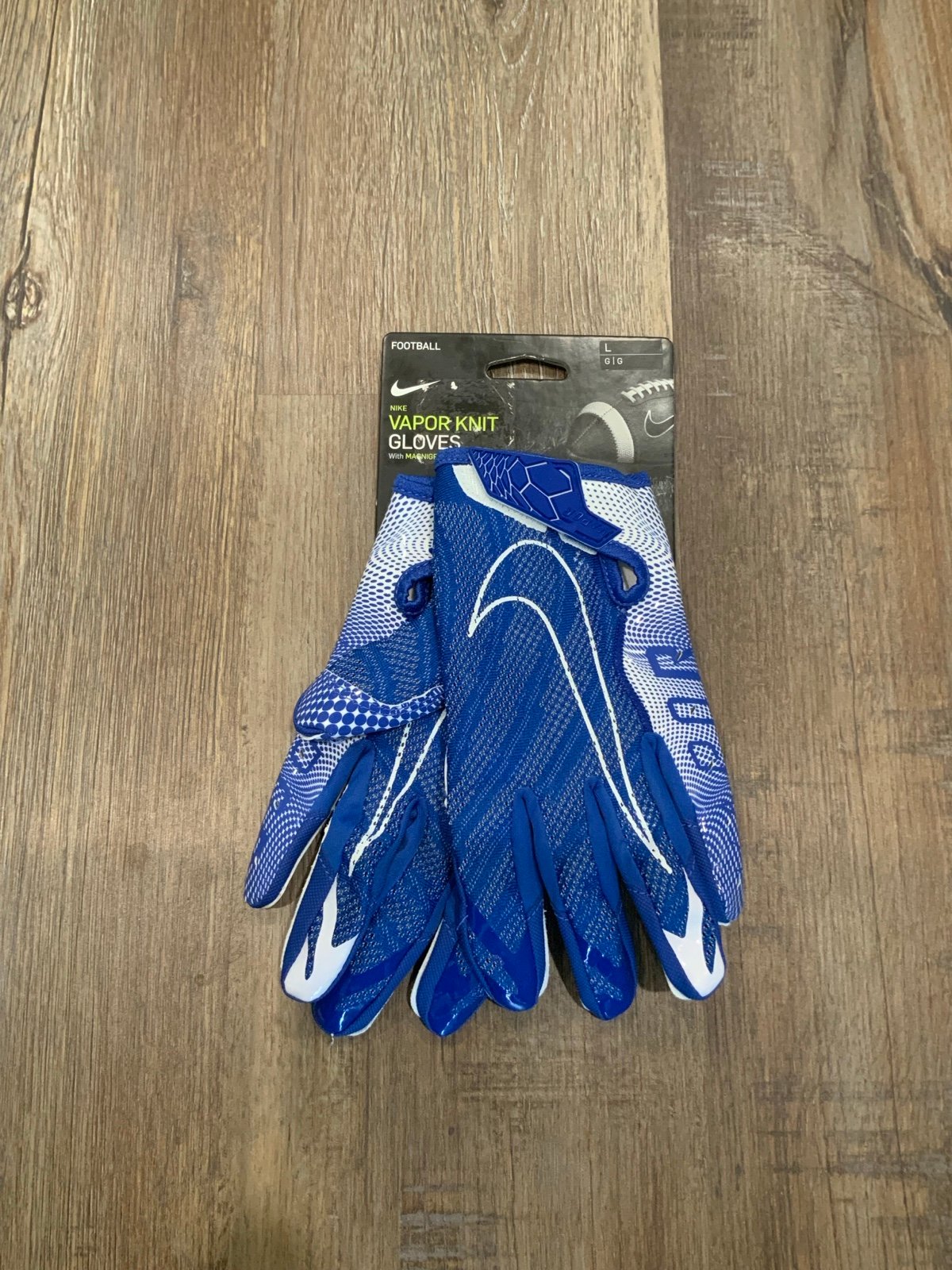 Nike Vapor Knit 4.0 Magnagrip NFL Football Gloves Blue White Men's Size Large