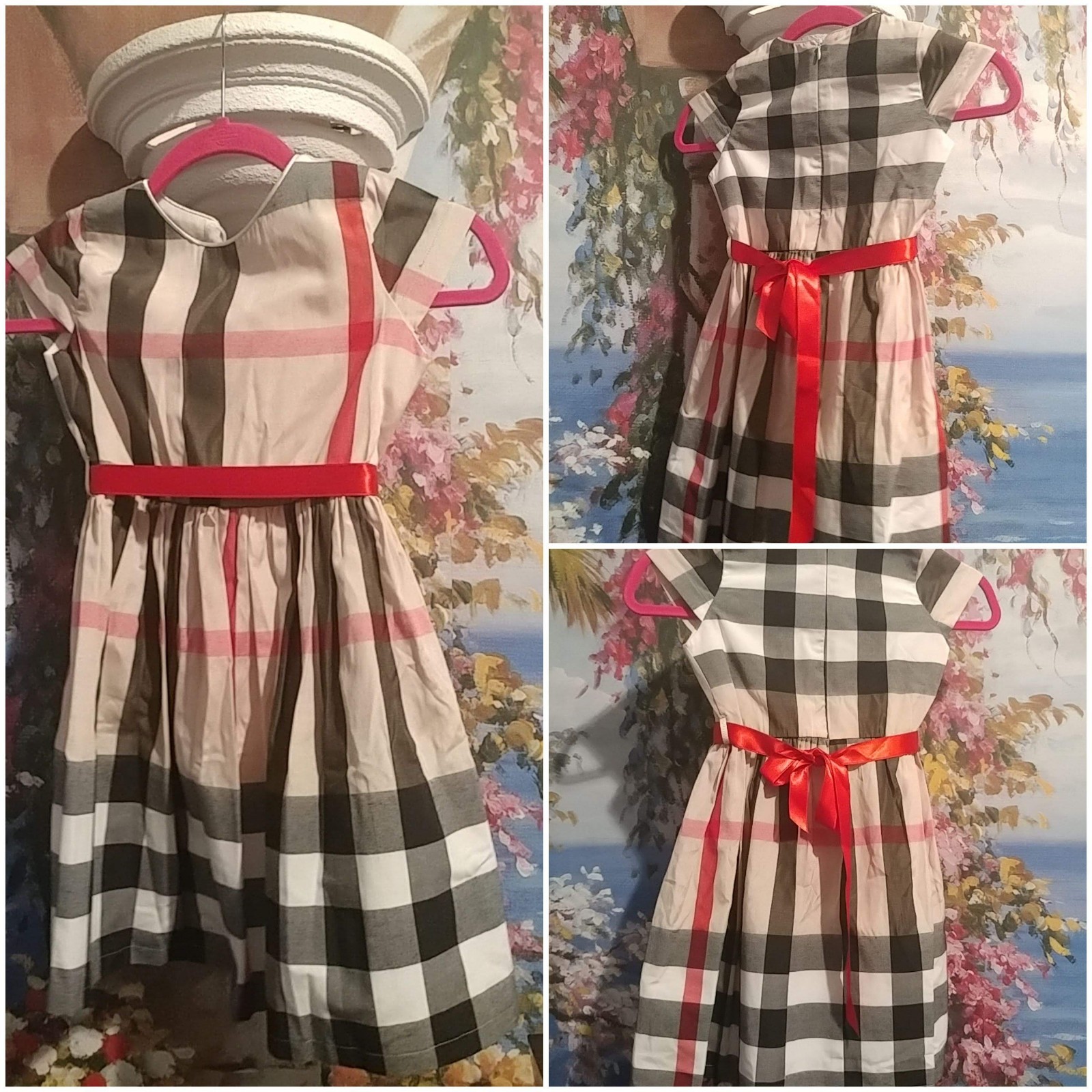 Beige Brown Stripes Dress Girl