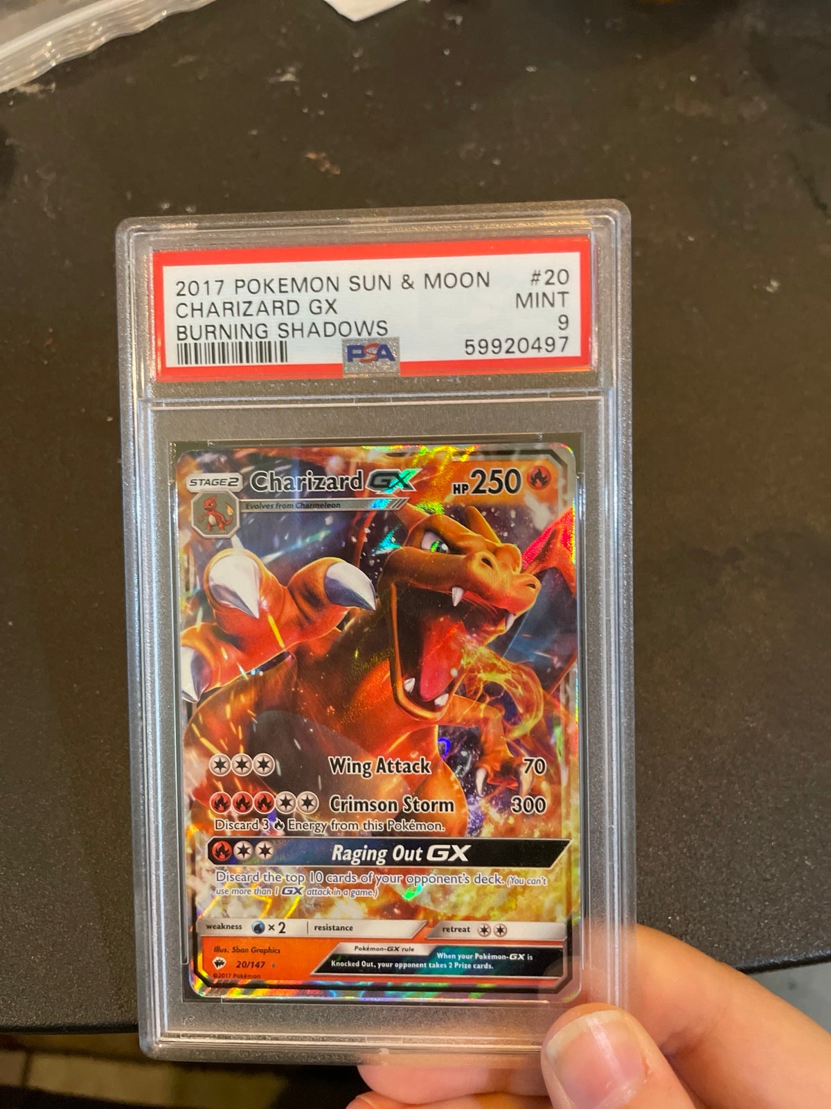 2017 Pokémon Sun and Moon Charizard GX Burning Shadows PSA 9