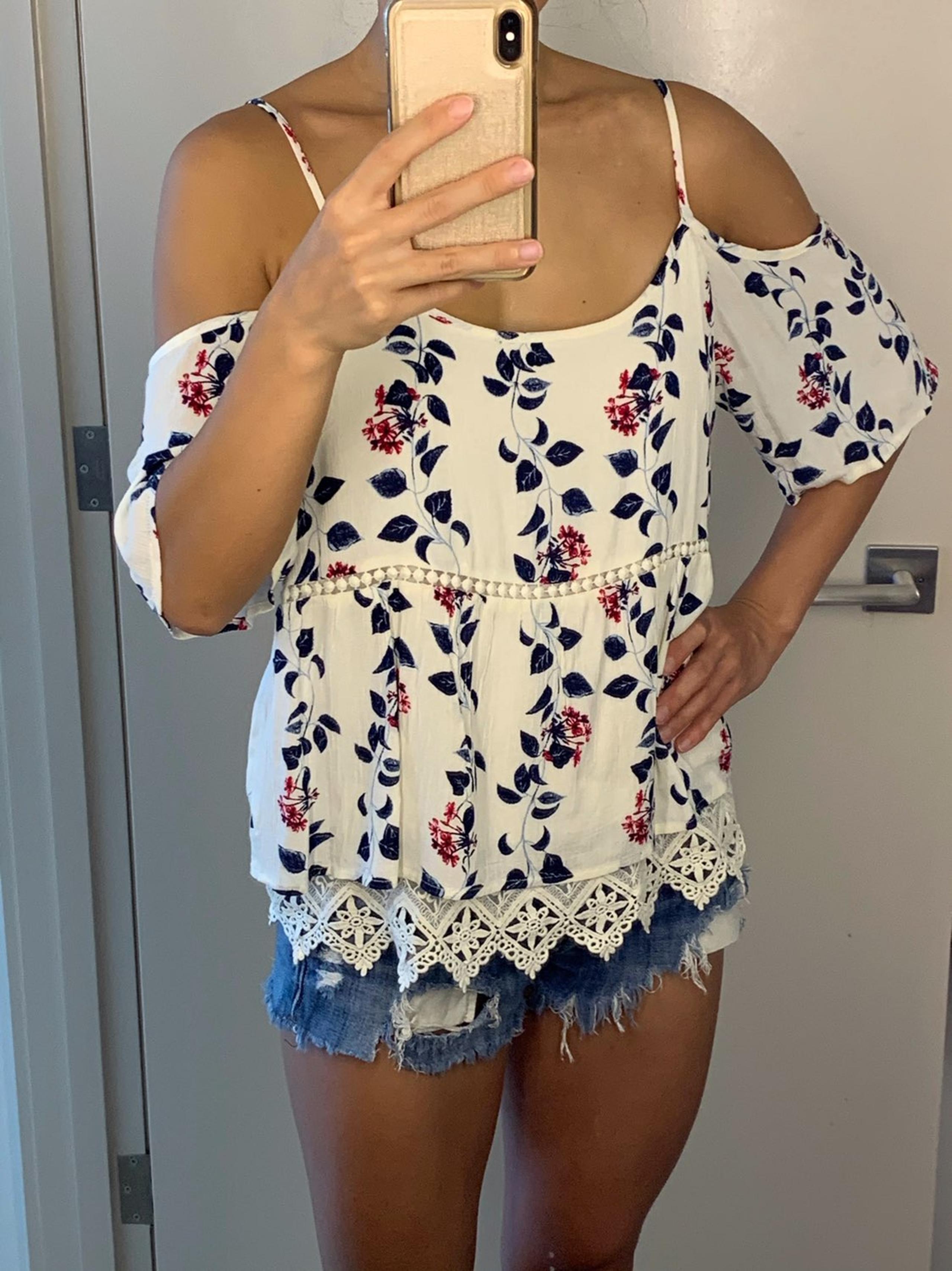 Skies Are Blue Off-Shoulder Floral Top