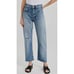 Moussy Vintage Fargo Denim High Rise Wide Cropped Straight Leg Jeans Slits 27