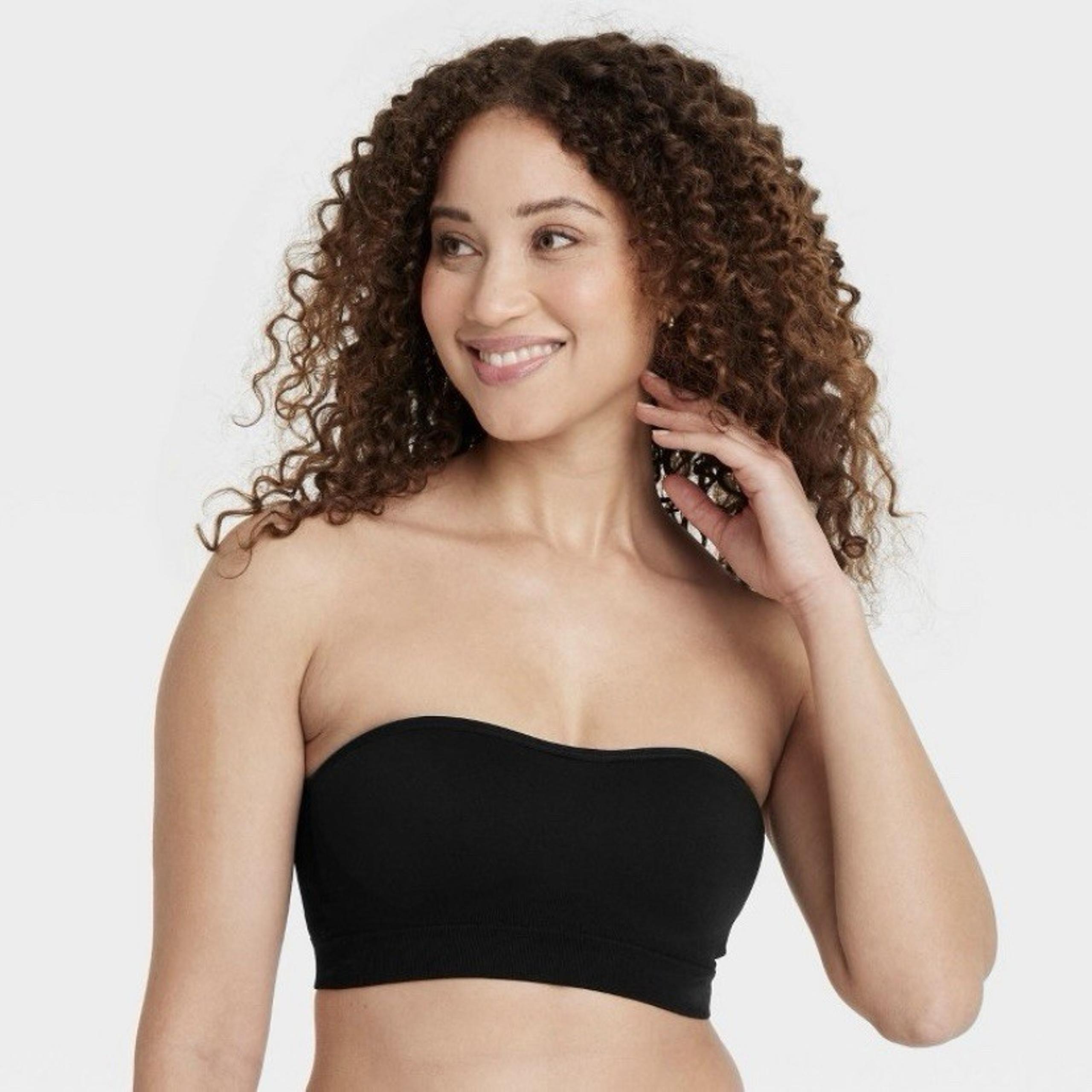 Auden Seamless Lightly Lined Bandeau Bra Molded Cup Pullover Knit Fabric XL NEW