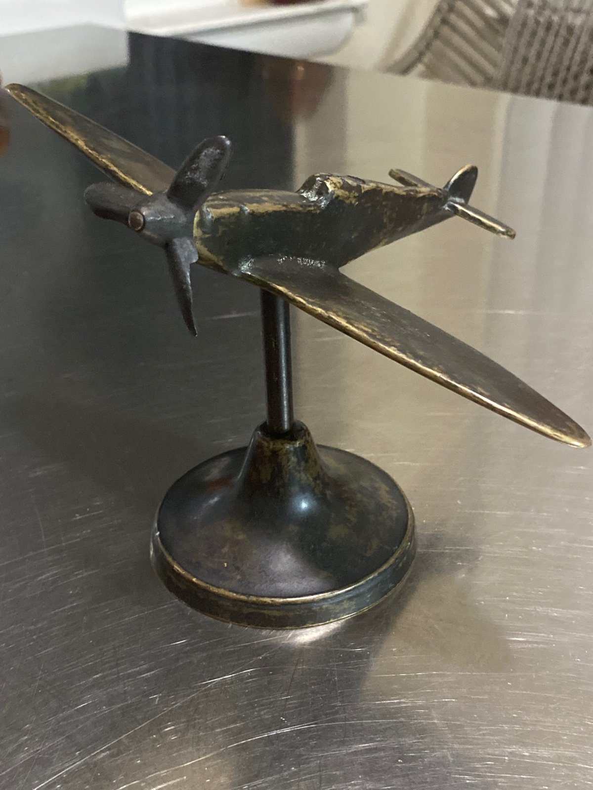 WWII Original Spitfire Airplane Brass Model Decor