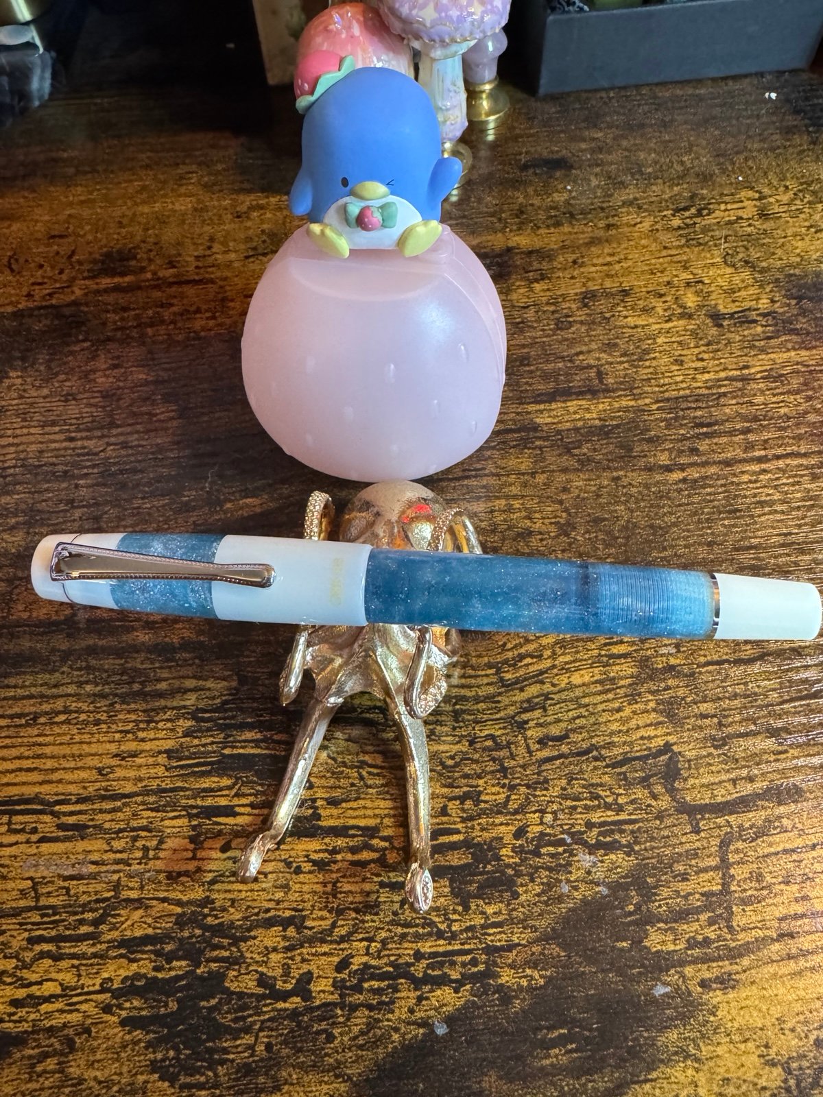 Opus 88 Koloro White and Blue Fountain Pen Fine Nib