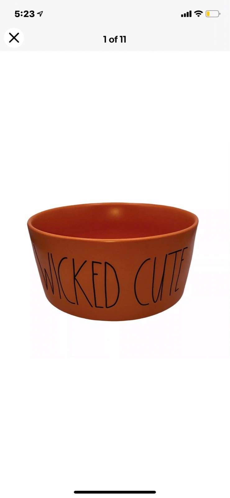 Rae Dunn WICKED CUTE Dog Pet Candy Bowl Serving Bowl ~ Display Orange Halloween