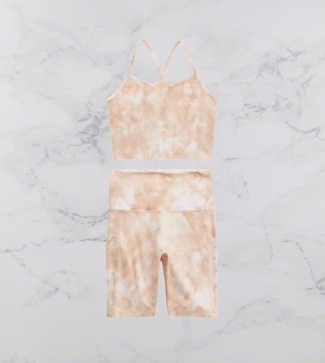 **NEW** AERIE OFFLINE HUGGGER MATCHING SET; TIE DYE BRA + SHORT
