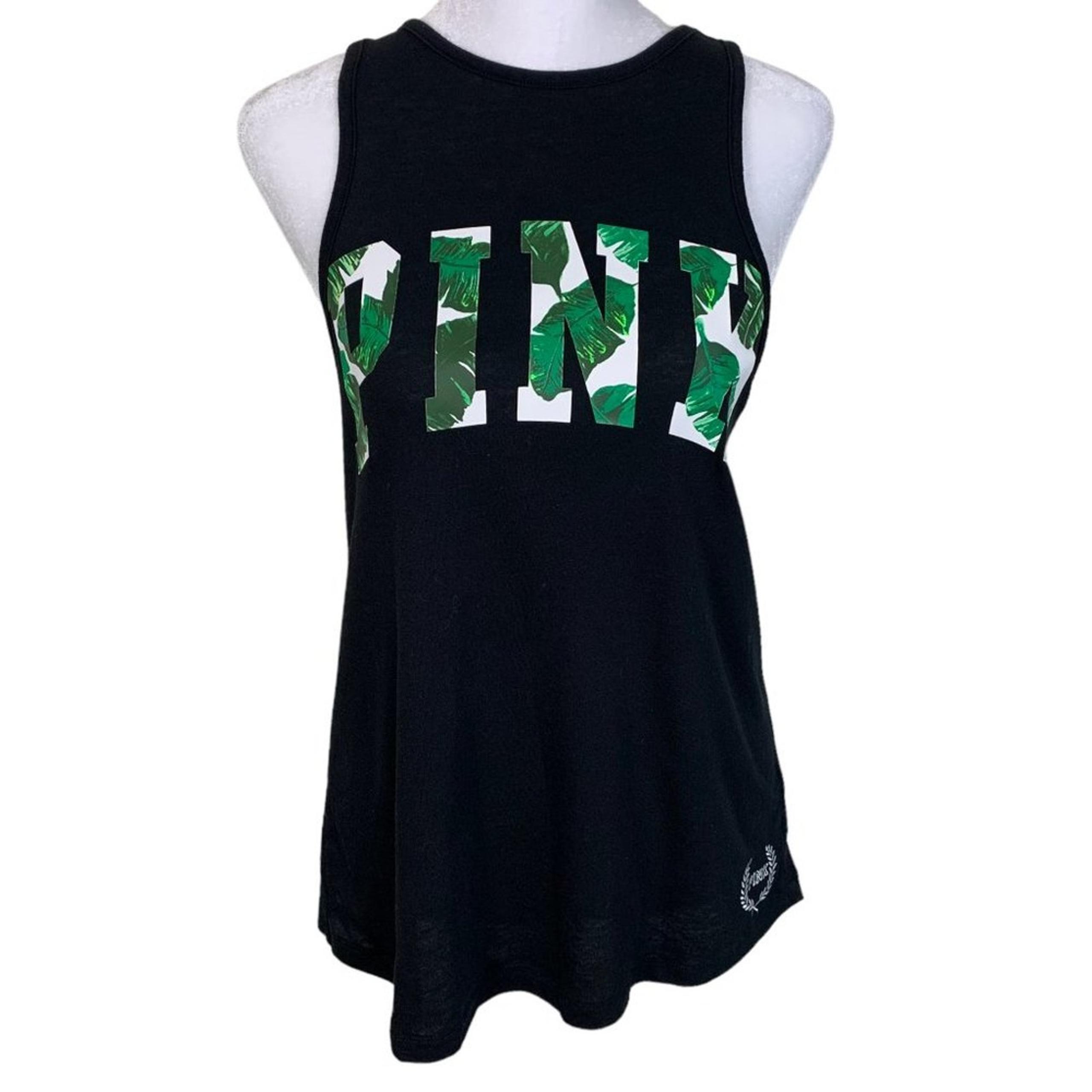 PINK VS Women's Sz XS Palm Leaf Logo High Neck Razor Back Tank