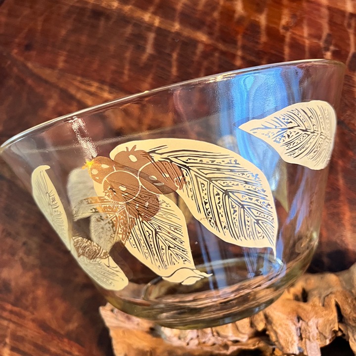 Vintage MCM Large Salad Bowl Gold Berries
