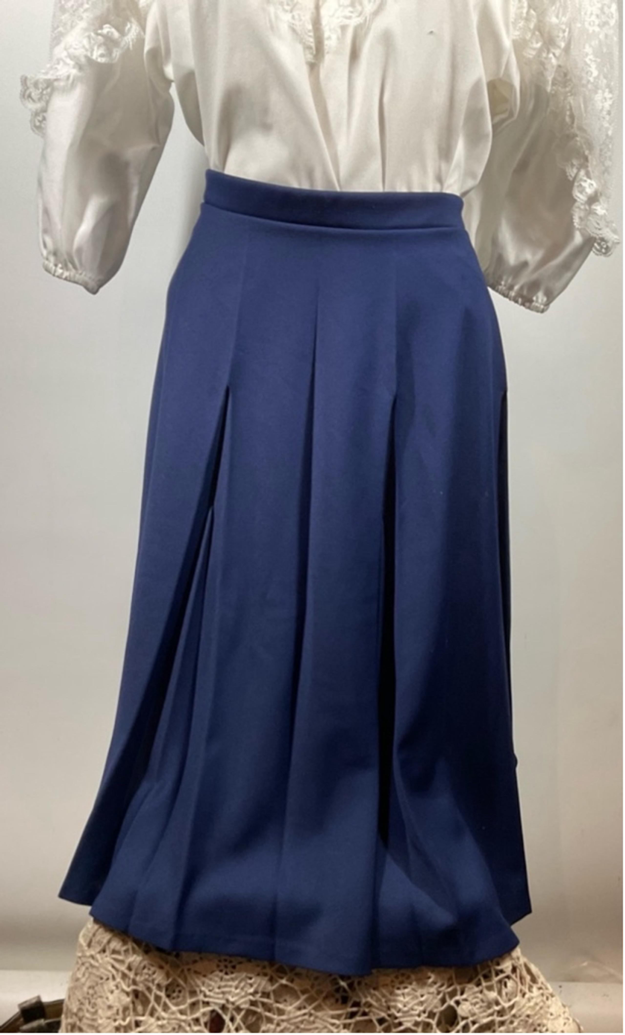VTG 70’s NWT Pleated Polyester Skirt MIDI Grandma School Teacher Blue Sz 34 W