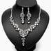 Charcoal Crystal Necklace Earrings Bracelet Ring Bridal Wedding Party Jewelry