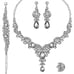 Charcoal Crystal Necklace Earrings Bracelet Ring Bridal Wedding Party Jewelry