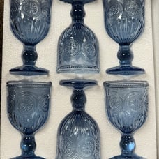 Yungala Blue Wine Glasses Set of 6 Blue Goblets