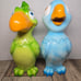 2 Polyresin Exhart Blue &Green Parrot Birds Tropical Figurine Statues