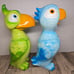 2 Polyresin Exhart Blue &Green Parrot Birds Tropical Figurine Statues
