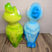 2 Polyresin Exhart Blue &Green Parrot Birds Tropical Figurine Statues