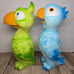 2 Polyresin Exhart Blue &Green Parrot Birds Tropical Figurine Statues