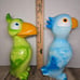 2 Polyresin Exhart Blue &Green Parrot Birds Tropical Figurine Statues