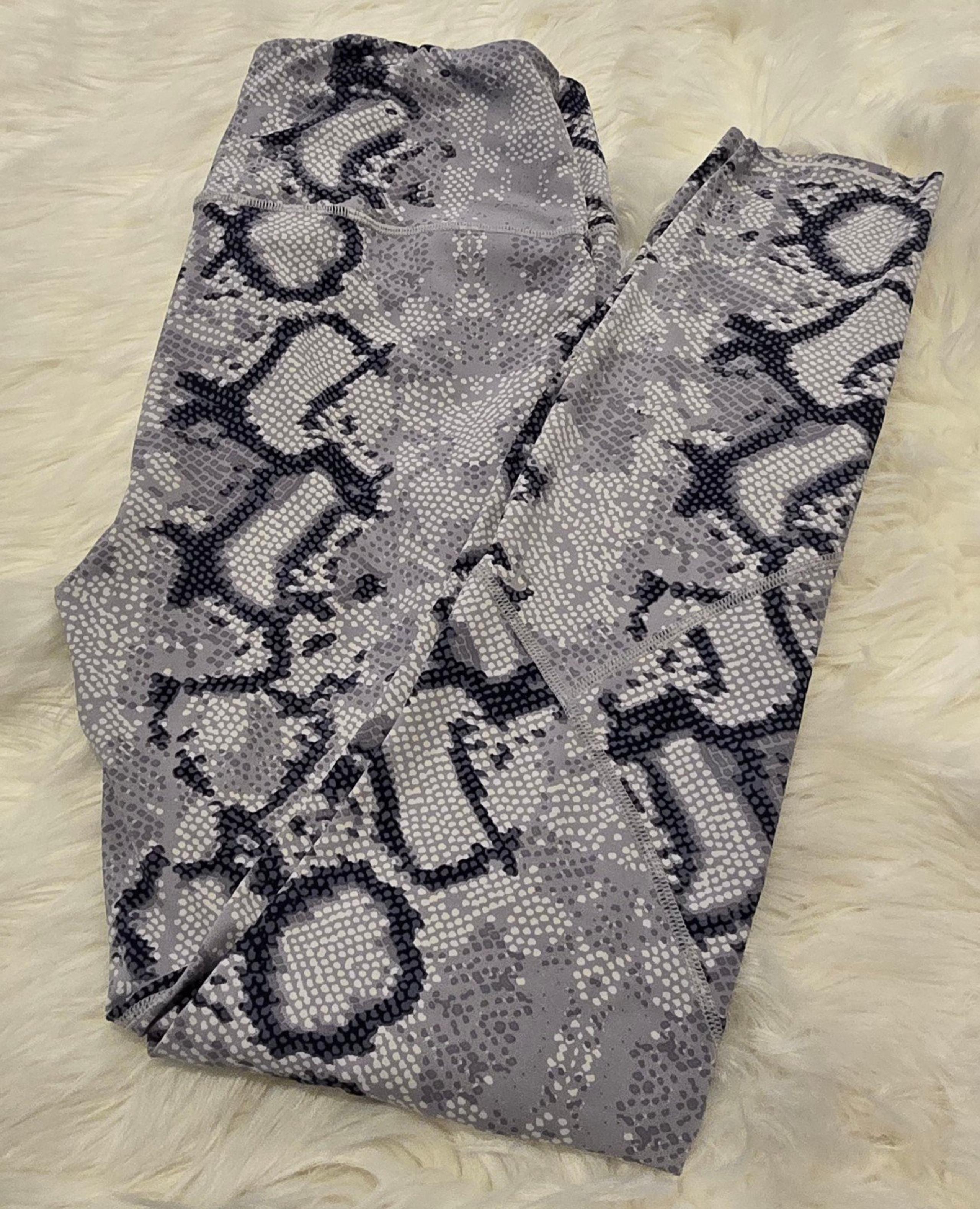 Varley  Gray & Beige Polyester Blend Snake Print High Waist Leggings Var5