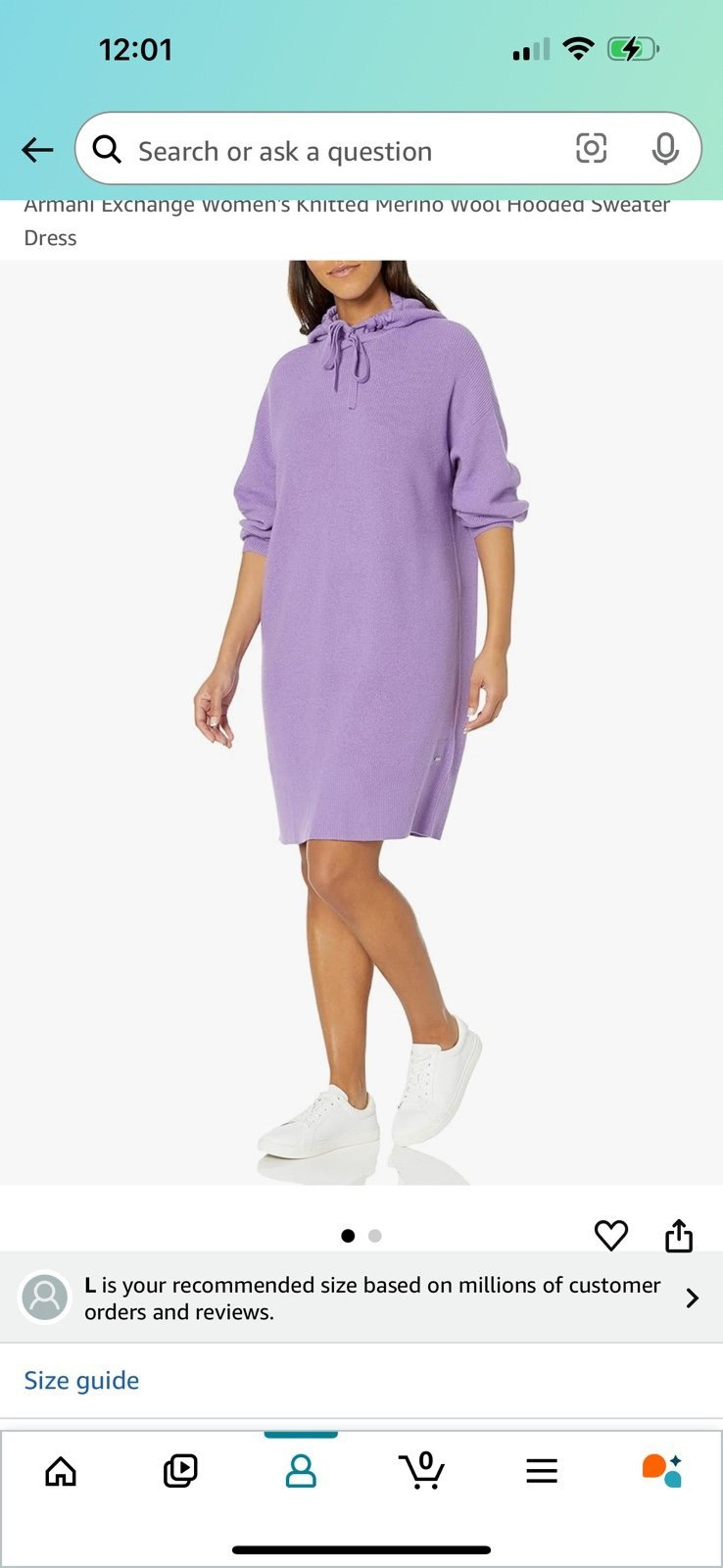 Armani Exchange Women's Knitted Merino Wool Hooded Sweater Dress SZ Medium