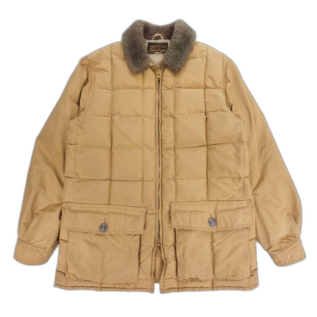 EDDIE BAUER Old Money Goose Down Quilted Chore Puffer Jacket Fur Collar Workwear
