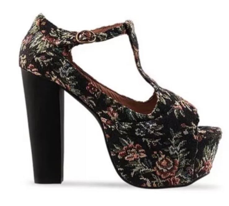 Jeffrey Campbell Vintage Floral Tapestry Platform Size 9.5 Shoes EUC