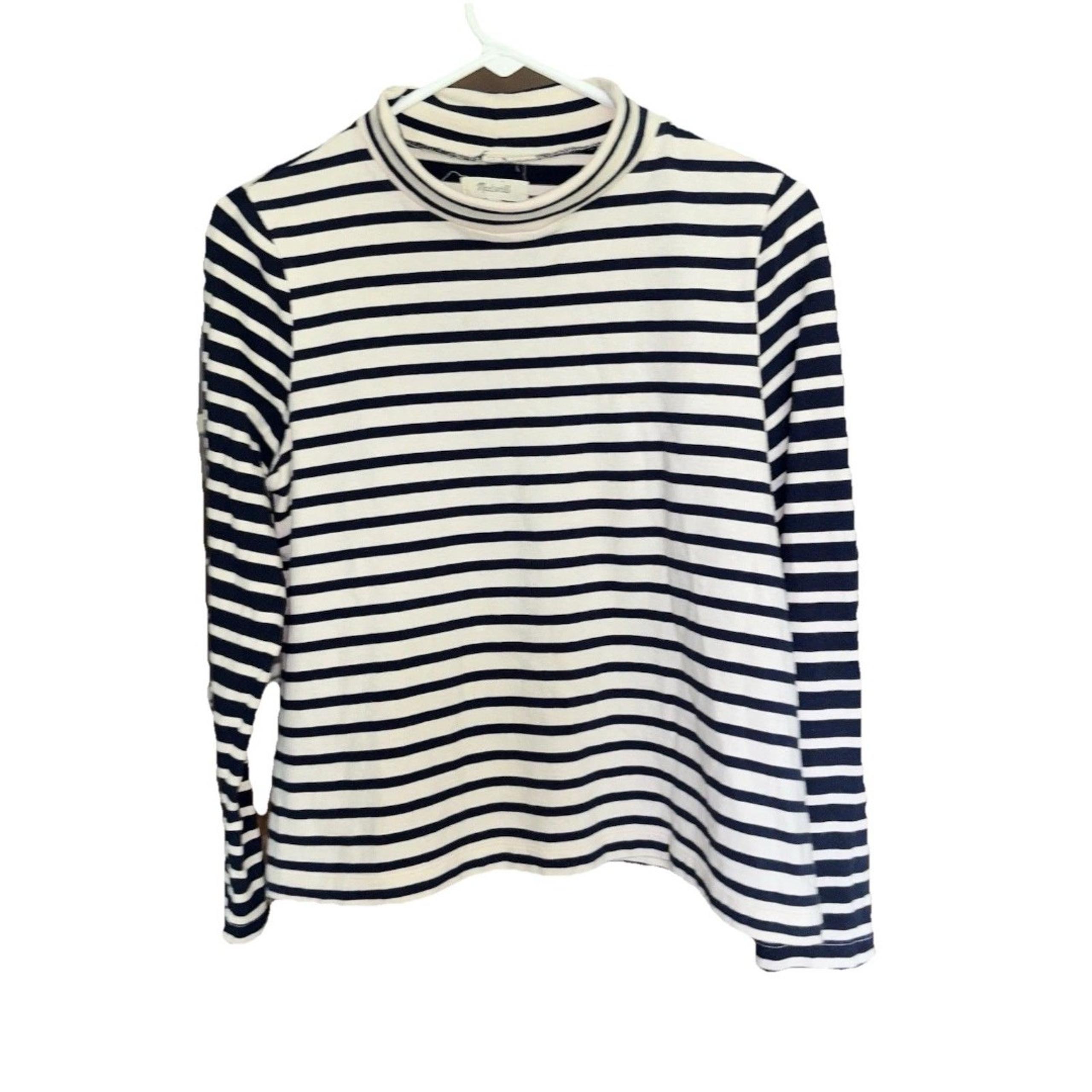 Madewell Turtleneck Women S Helene Stripe Navy/White100% Cotton Casual Minimal