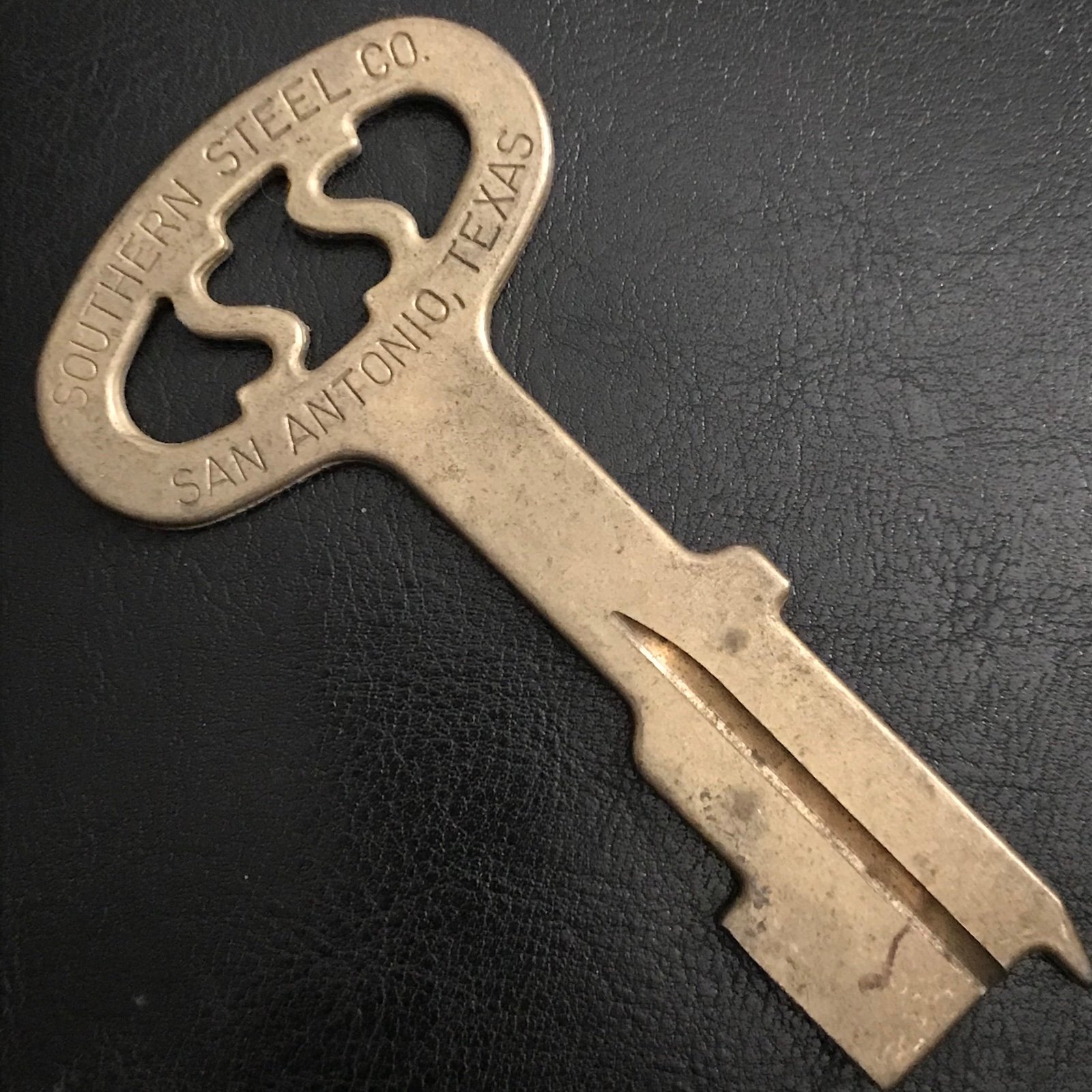 NOS Vintage Solid Brass Southern Steel Co. Prison Jail Lock Key