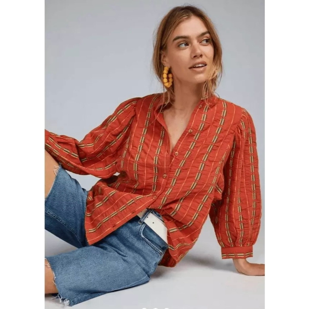 Anthropologie Pilcro The Bella Femme Button Down Shirt Size Medium