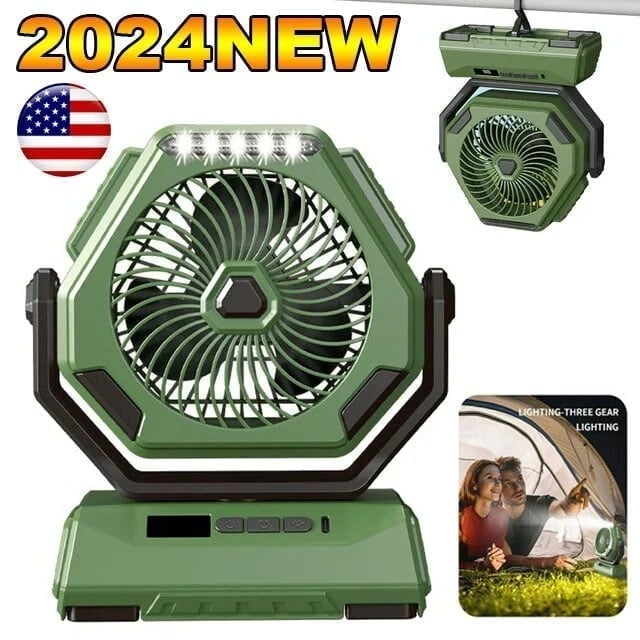 Camping Fan with LED Lantern USB Rechargeable Battery Powered Tent Fan Portable