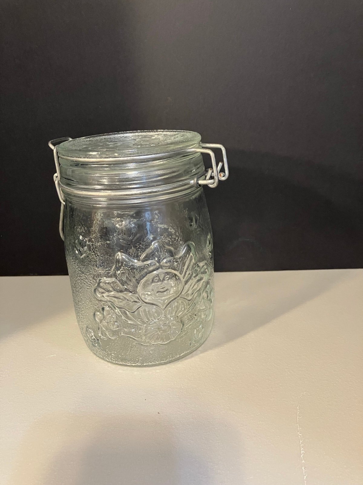 Vintage Cabbage Patch Clip Top Glass Mason Jar