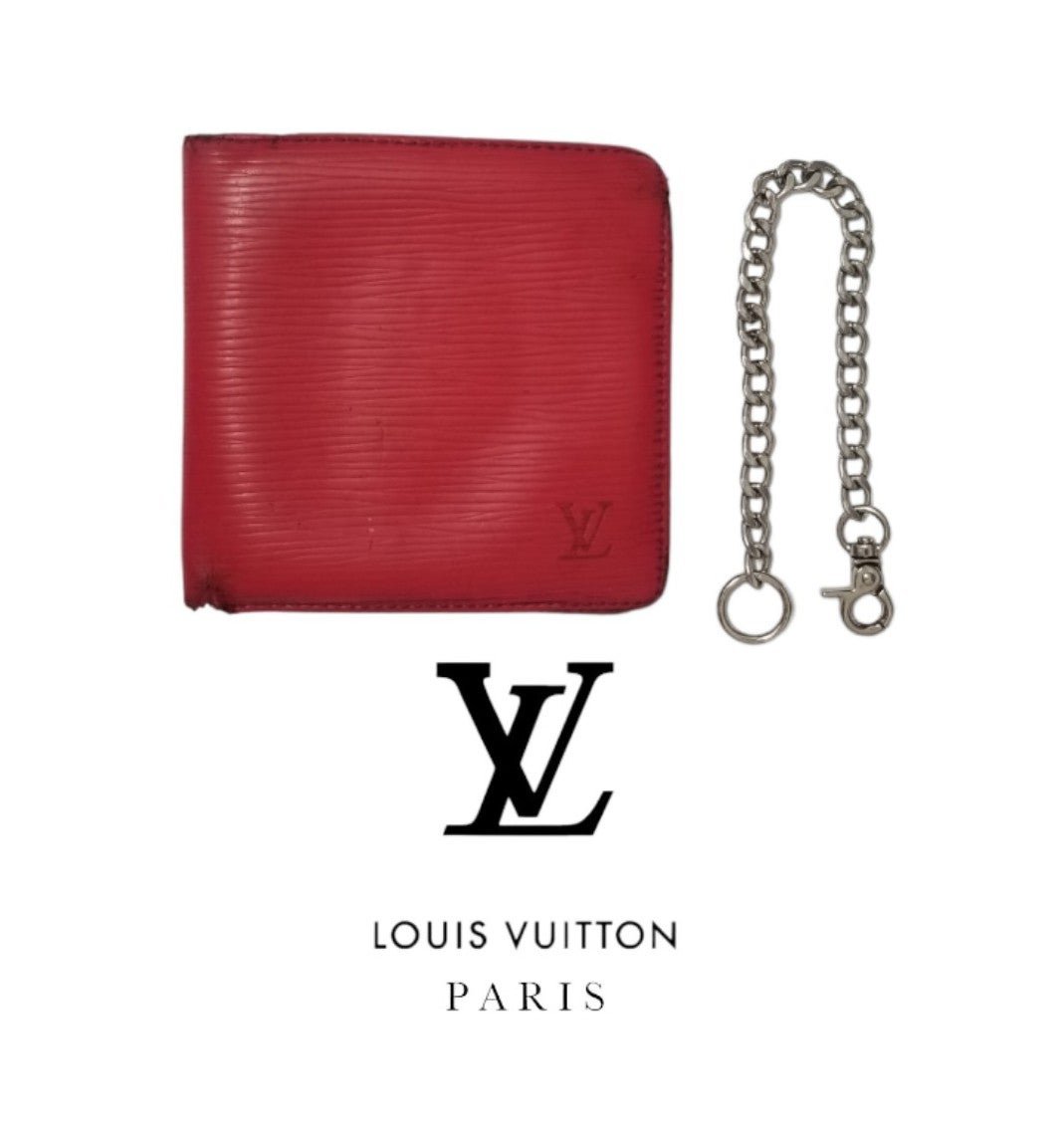 LV Louis Vuitton Vintage 92' Red Epi Leather Bifold Unisex Wallet MI1902