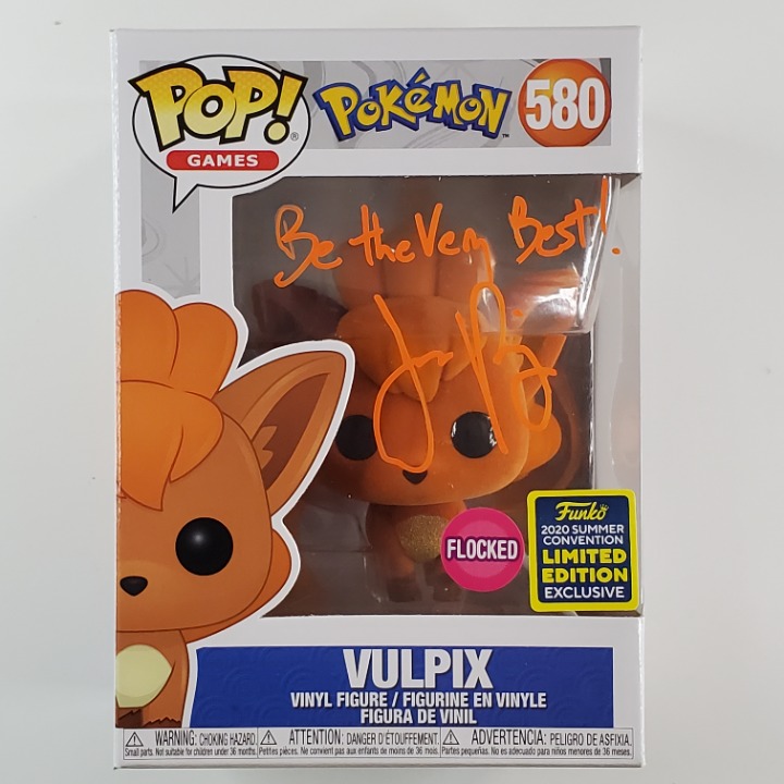 Jason Paige Signed Auto 2020 SCE Funko POP Flocked Vulpix #580 Pokemon Figure
