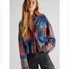Free People Austin Plaid Shirt women's size small