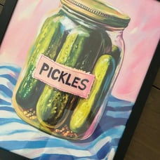 Vibrant Pickle Wall Art with Frame