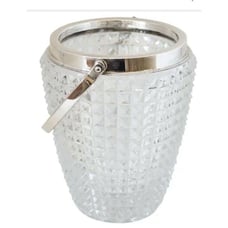Mid Century Towle William Adams Crystal Silver Plated Ice Bucket Made Italy