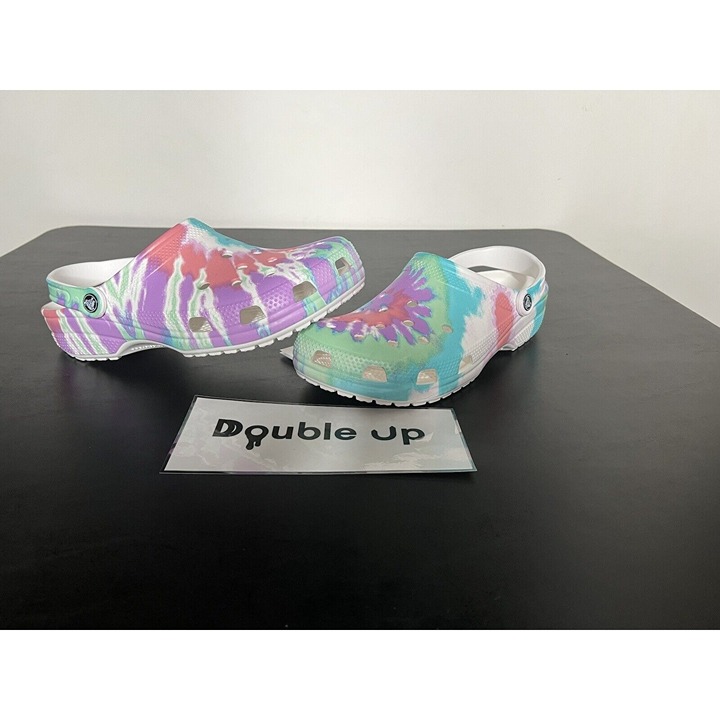 Crocs Classic Tie Dye Unisex Graphic Clog White Size Men 11 Women 13