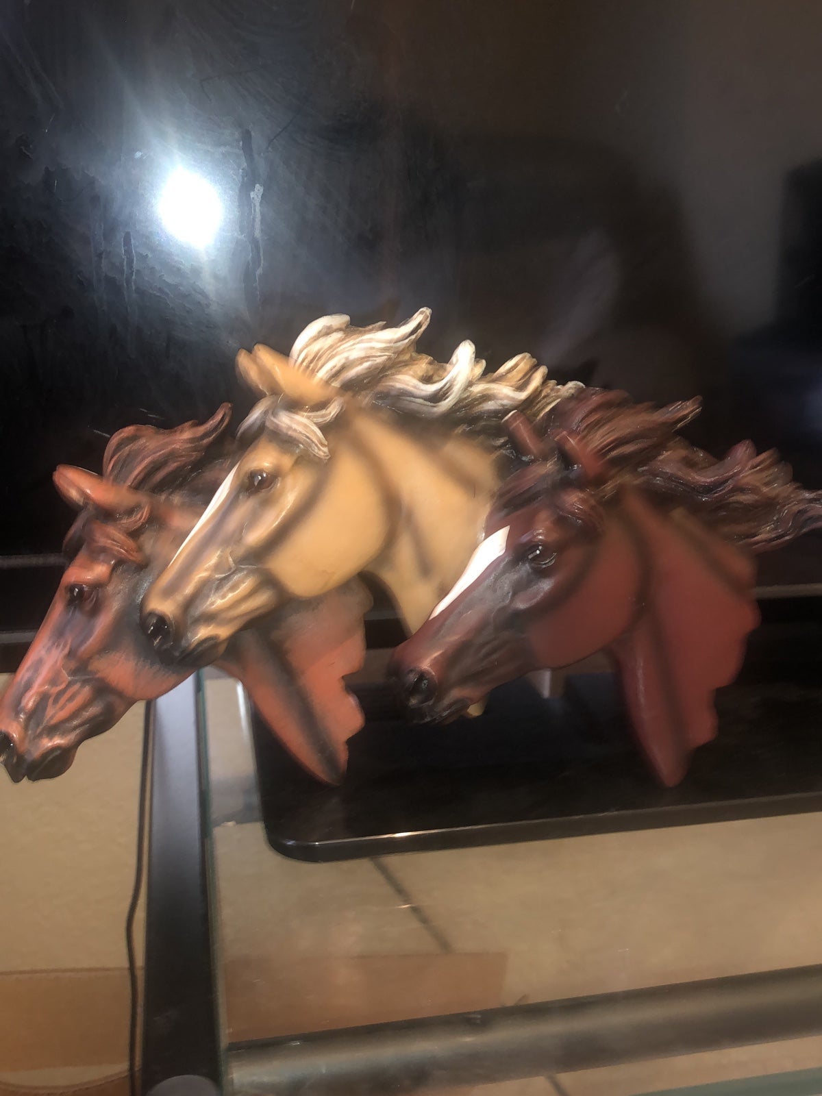 1980 chalk ware horse heads wall plaque
