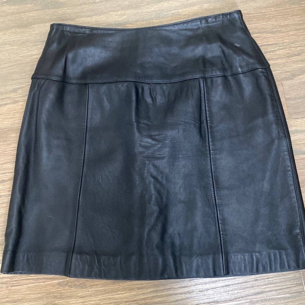 Lord & Taylor Butter Soft Black Leather Skirt Size 12