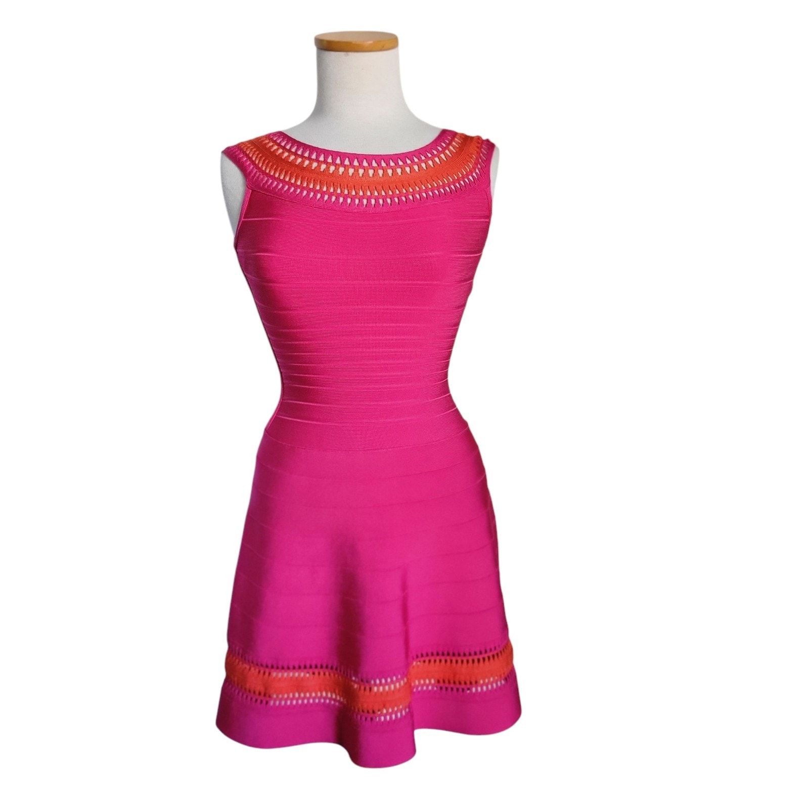 HERVÉ LÉGER HOT PINK BANDAGE Zoe MINI DRESS SM